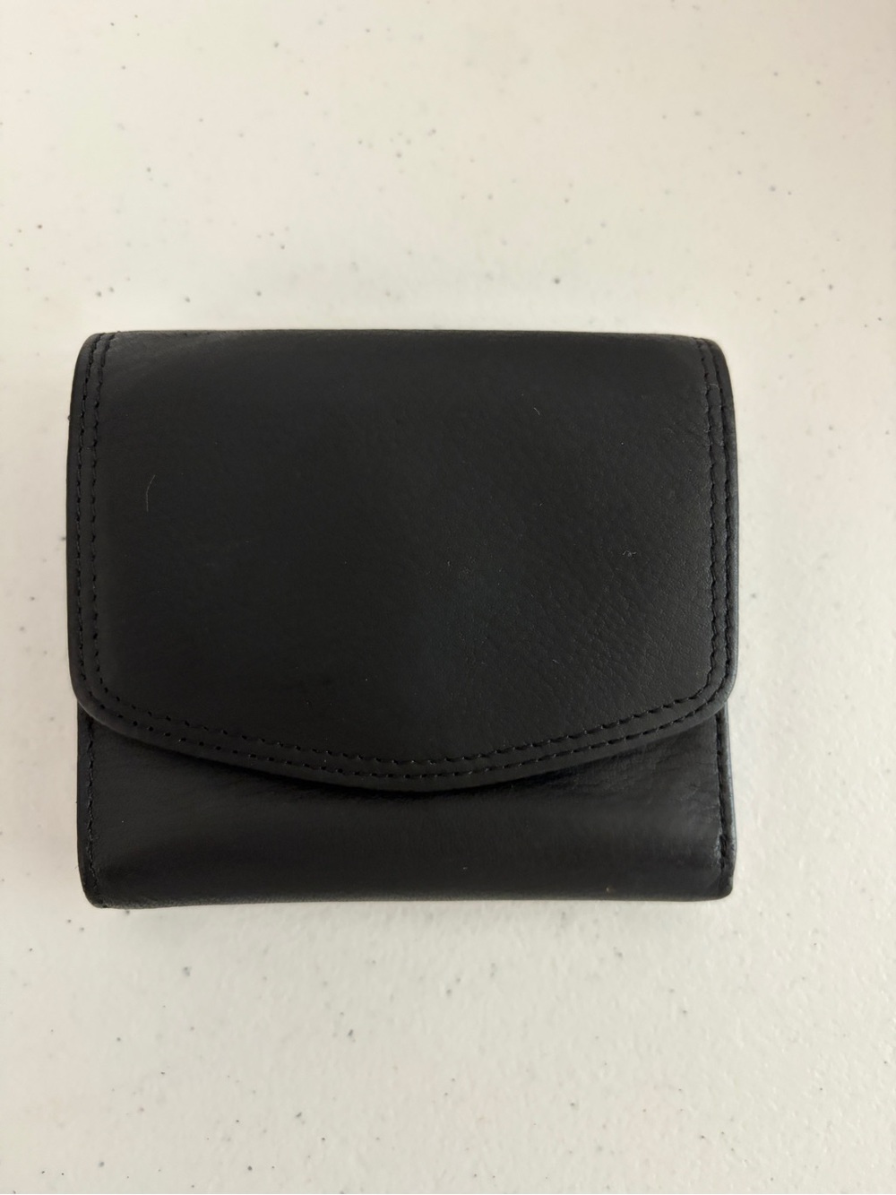 Classic Black Leather Women's Wallet - Compact Trifold